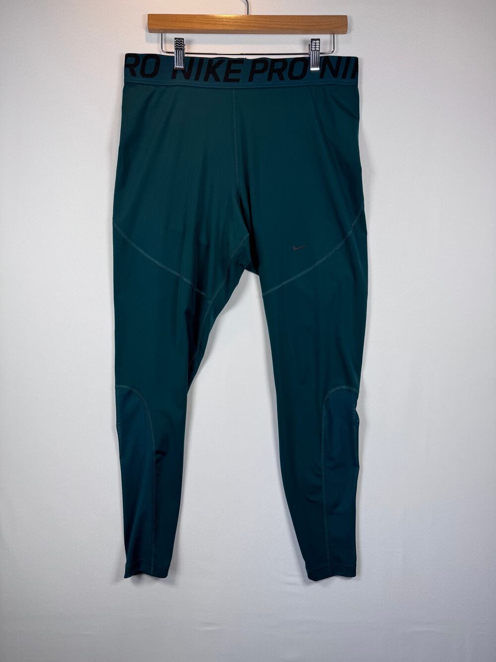 Nike Pro Womens 1X Green Compression Leggings Mesh Calf Training Tights